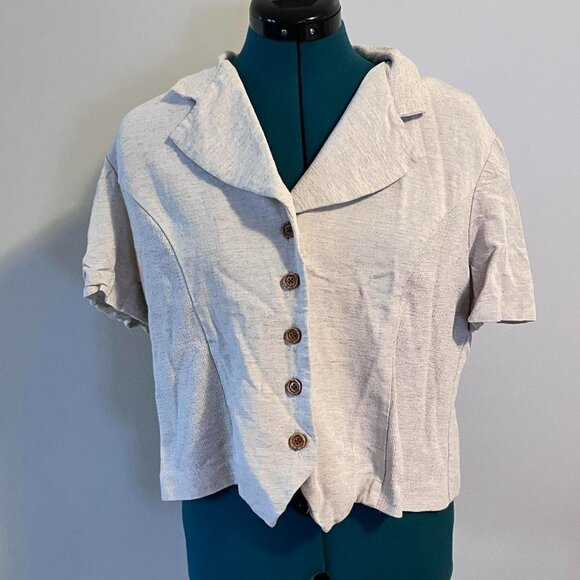 Vintage Cropped Button Down Shirt - Picture 1 of 5